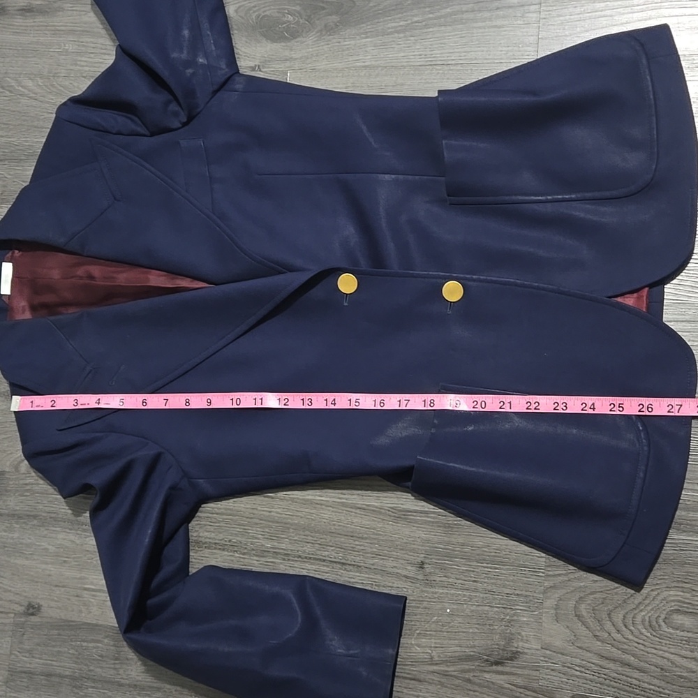 Gucci Women's Blue Sheen Uniform Blazer with Matte Gold Buttons Size 40 - Picture 4 of 12